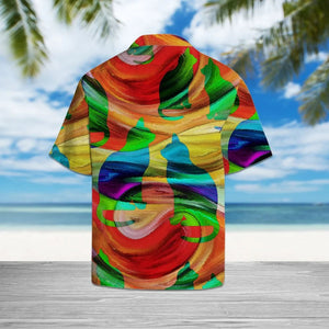 Colorful Cat Shape On Swirl Texture Pattern Hawaiian Shirt, Hawaiian Shirt Gift, Christmas Gift