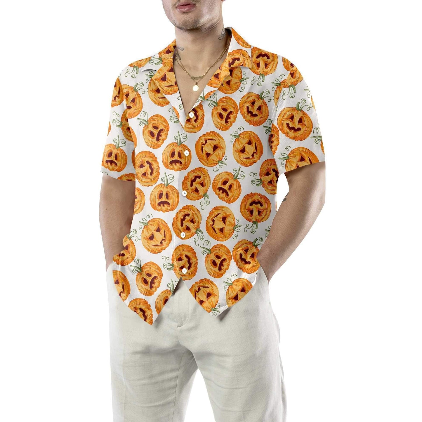 Pumpkin Pattern Halloween Hawaiian Shirt, Halloween Shirt For Men And Women,Hawaiian Shirt Gift, Christmas Gift