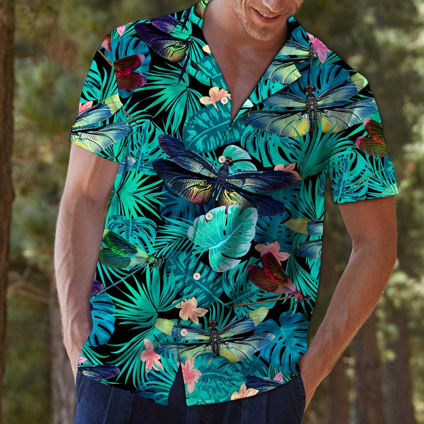 Nice Dragonfly Tropical Jungle Design Hawaiian Shirt, Hawaiian Shirt Gift, Christmas Gift