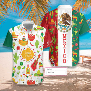 Custom Name Tropical Aloha Mexico Background Hawaiian Shirt,Hawaiian Shirt Gift, Christmas Gift