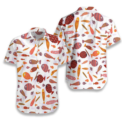 Fish Pattern V3 With White Background Design Hawaiian Shirt, Hawaiian Shirt Gift, Christmas Gift