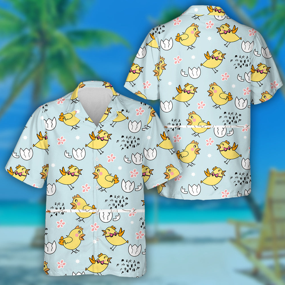 Funny Chicken To Agrue With Flower And Egg Shell Hawaiian Shirt, Hawaiian Shirt Gift, Christmas Gift