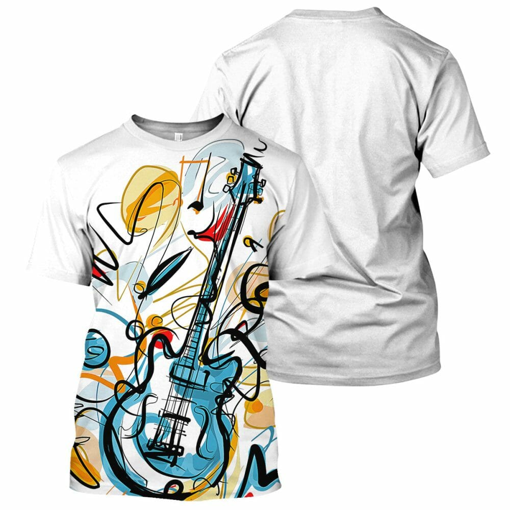 White Guitar- 3D All Over Printed Shirt Tshirt Hoodie Apparel