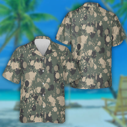 Splashed Colors Green And Gray Camouflage Pattern Hawaiian Shirt, Hawaiian Shirt Gift, Christmas Gift