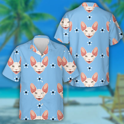 Polka Dot Flowers And Cat's Faces Hawaiian Shirt,Hawaiian Shirt Gift, Christmas Gift