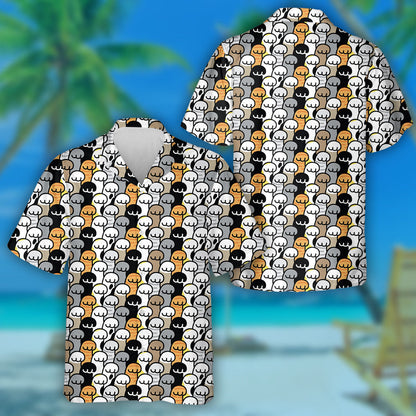 Cat Footprint Breed Pet Cartoon Doodle Illustration Hawaiian Shirt, Hawaiian Shirt Gift, Christmas Gift