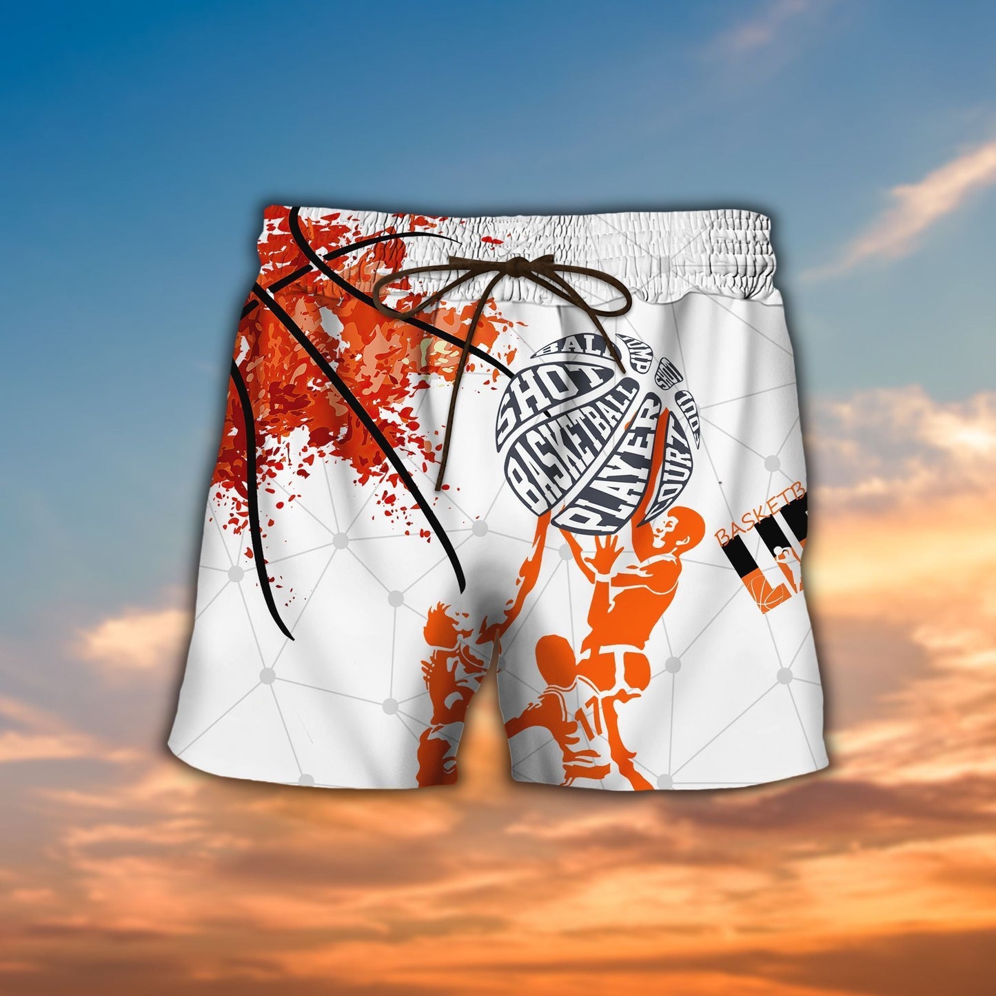 Playing Basketball On White Crazy Ornamental Hawaiian Shirt And Shorts, Hawaiian Shirt Gift, Christmas Gift