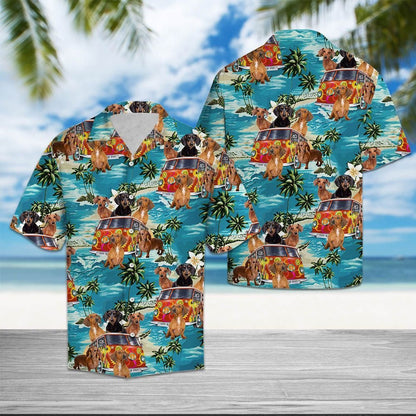Relax Time Dachshund Hippie Summer Vacation Pattern Hawaiian Shirt, Hawaiian Shirt Gift, Christmas Gift