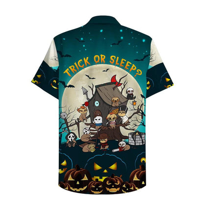 Halloween Trick Or Sleep Pumpkins Ghosts Pattern Hawaiian Shirt, Hawaiian Shirt Gift, Christmas Gift