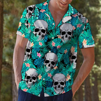 Smiling Skull Tropical Jungle Design Hawaiian Shirt,Hawaiian Shirt Gift, Christmas Gift