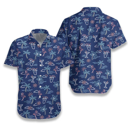 Summer Beach Party Tropical Flamingo Design Hawaiian Shirt,Hawaiian Shirt Gift, Christmas Gift