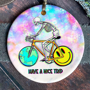 1943 Hoffman Bicycle Day Skull Ornament, Christmas Ornament Gift, Christmas Gift, Christmas Decoration