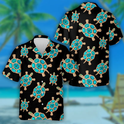 Jewelry In The Form Of A Turtle With Blue Stones Hawaiian Shirt, Hawaiian Shirt Gift, Christmas Gift