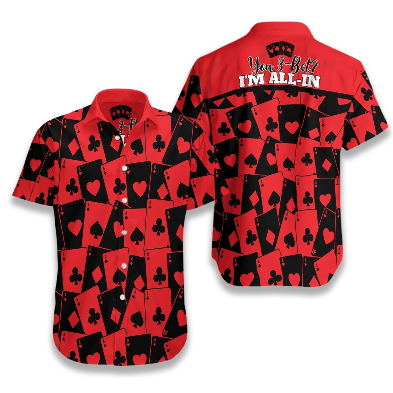 Red And Black Poker Seamless Pattern Hawaiian Shirt,Hawaiian Shirt Gift, Christmas Gift
