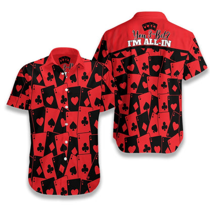 Red And Black Poker Seamless Pattern Hawaiian Shirt,Hawaiian Shirt Gift, Christmas Gift