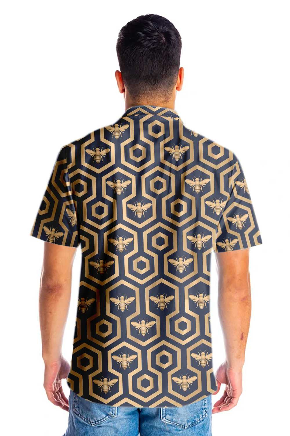 Classic Bee Hive Hexagon Design Hawaiian Shirt, Hawaiian For Gift