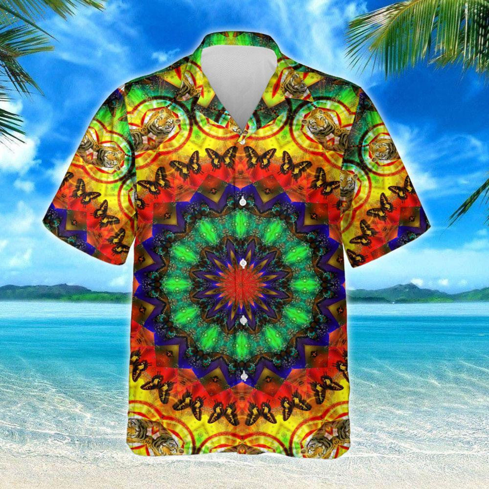 Vibrant Design Hawaiian Shirt Hippie Heart Living Life In Peace, Hawaiian Shirt Gift, Christmas Gift