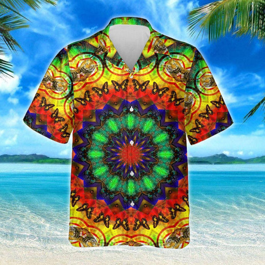 Vibrant Design Hawaiian Shirt Hippie Heart Living Life In Peace, Hawaiian Shirt Gift, Christmas Gift