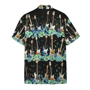 Abstract Bass Guitar Crazy Ornamental Hawaiian Shirt, Hawaiian Shirt Gift, Christmas Gift