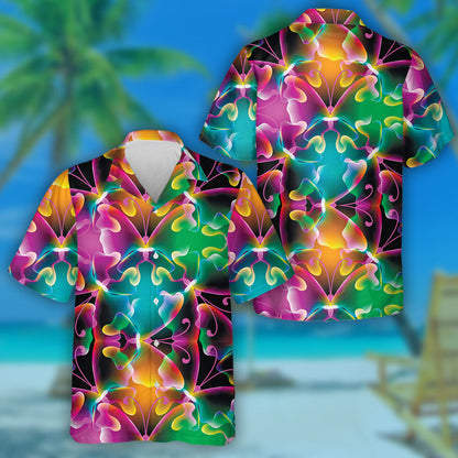 Spring Theme Colorful Psychedelic With Butterfly Hawaiian Shirt,Hawaiian Shirt Gift, Christmas Gift