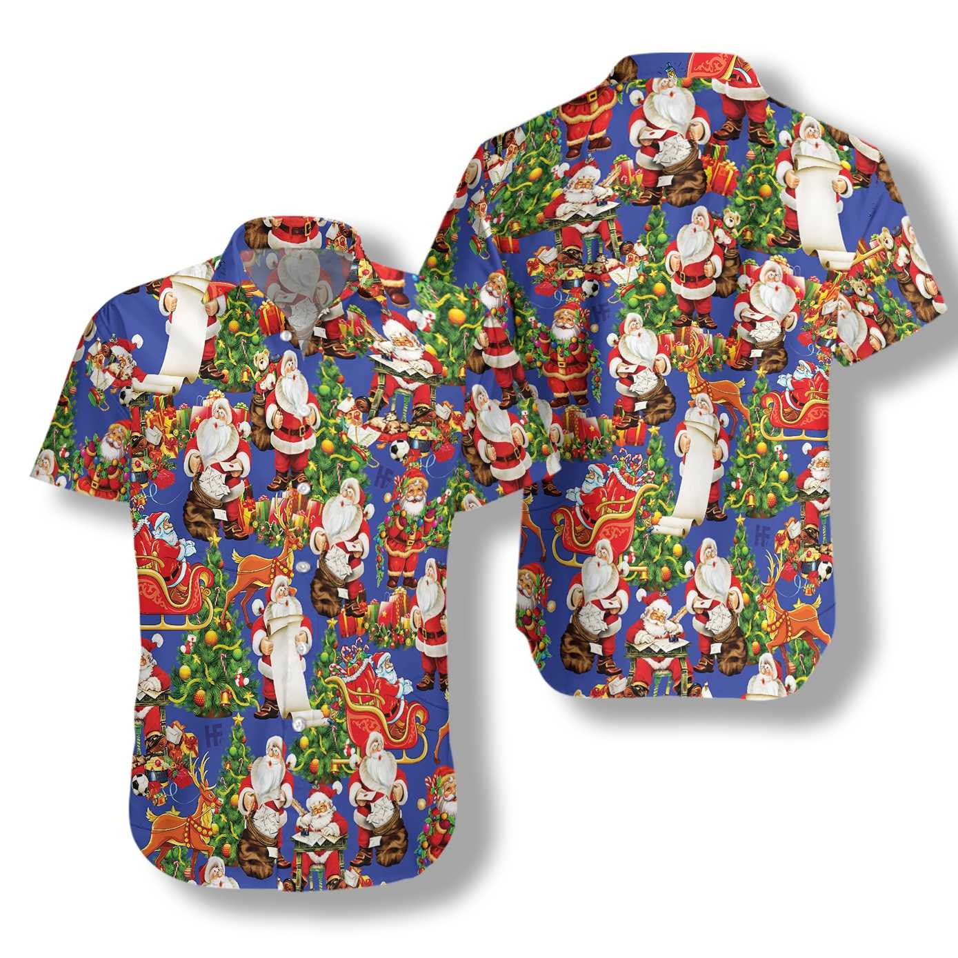 Blue Violet Design Hawaiian Shirt Merry Christmas Santa Claus, Hawaiian Shirt Gift, Christmas Gift