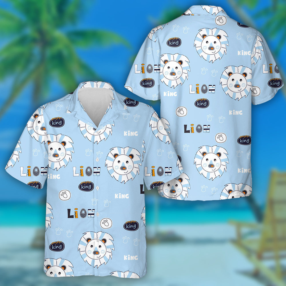 Funny Lion King And Footprint Hawaiian Shirt,Hawaiian Shirt Gift, Christmas Gift