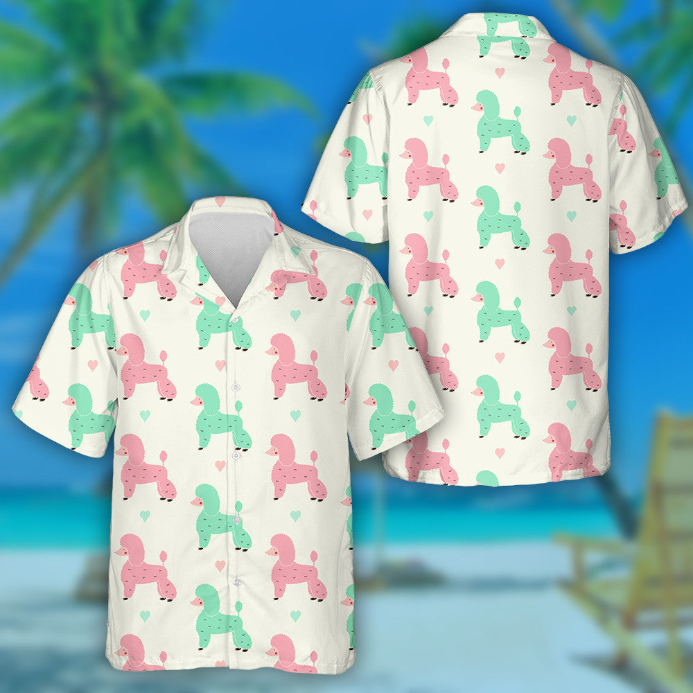 Funny Colorful Poodle Dogs Pink And Green Hawaiian Shirt, Hawaiian Shirt Gift, Christmas Gift