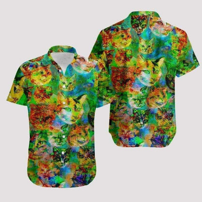 Christmas Cat Art So Cute Hawaiian Shirt Colorful Design, Hawaiian Shirt Gift, Christmas Gift