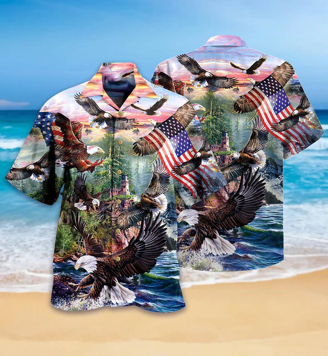 Eagle Spirit Of America 3D All Over Printed Hawaiian Shirt, Hawaiian Shirt Gift, Christmas Gift