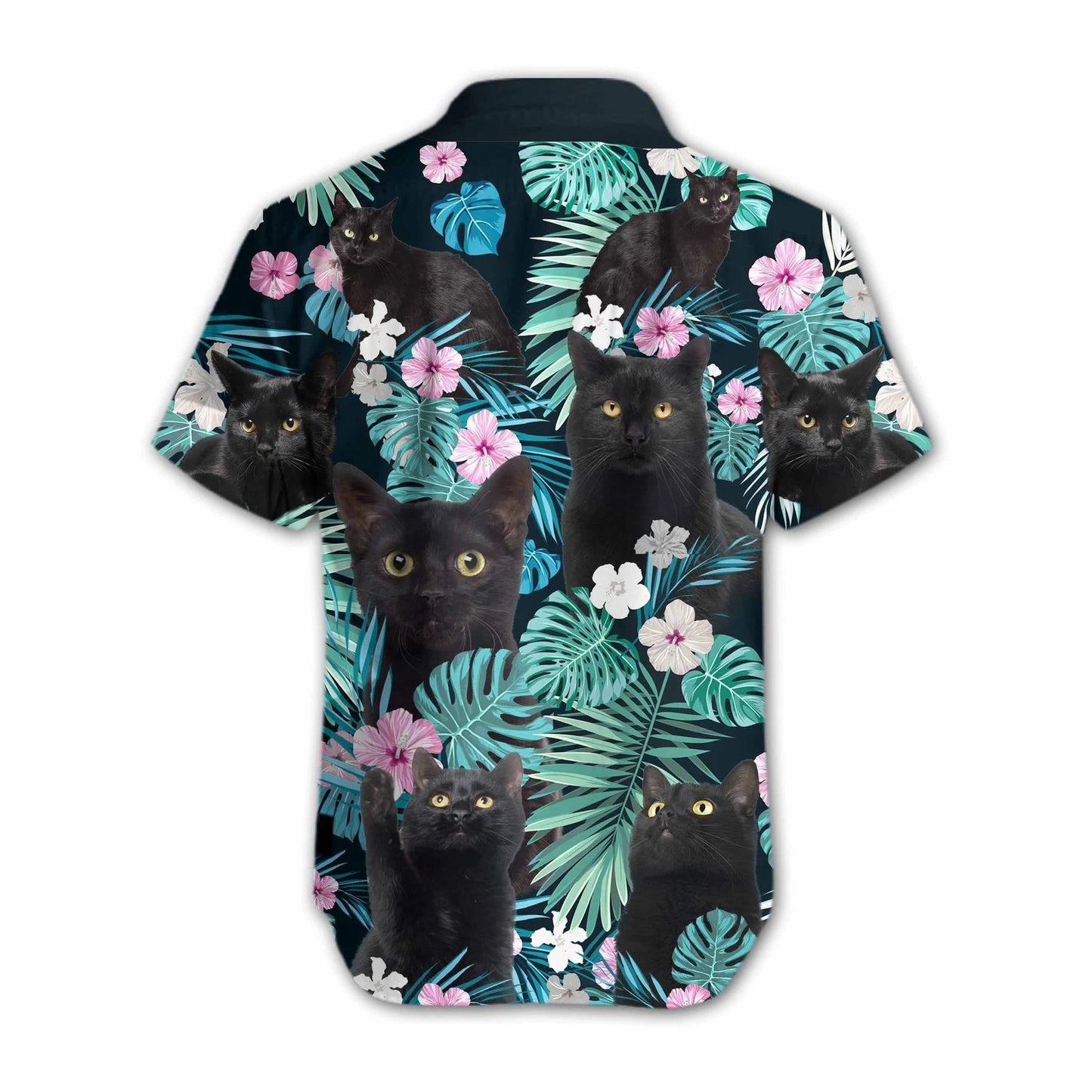 Funny Meme Black Cat Flower Tropical Leaf Hawaiian Shirt, Hawaiian Shirt Gift, Christmas Gift
