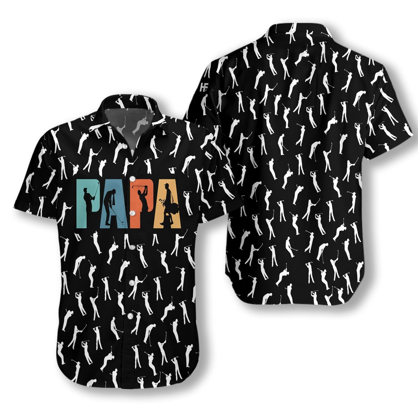 Golf Retro Golfing Papa Black And White Design Hawaiian Shirt, Hawaiian Shirt Gift, Christmas Gift