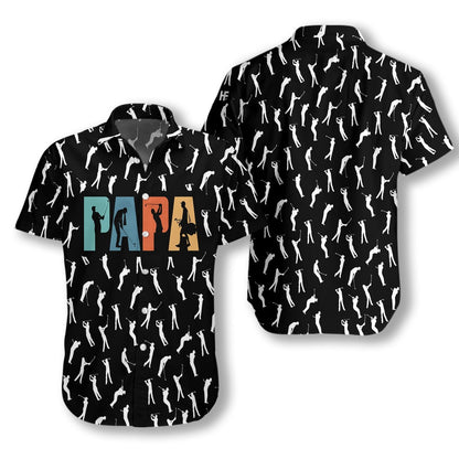 Golf Retro Golfing Papa Black And White Design Hawaiian Shirt, Hawaiian Shirt Gift, Christmas Gift