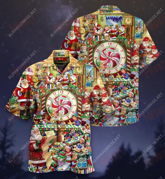 Hurry Up! Christmas Is Coming Unisex Short Hawaiian Shirt Ocean Short Sleeve Vintage Hawaiian Shirts Hawaiian Shirts For Men, Hawaiian Shirt Gift, Christmas Gift