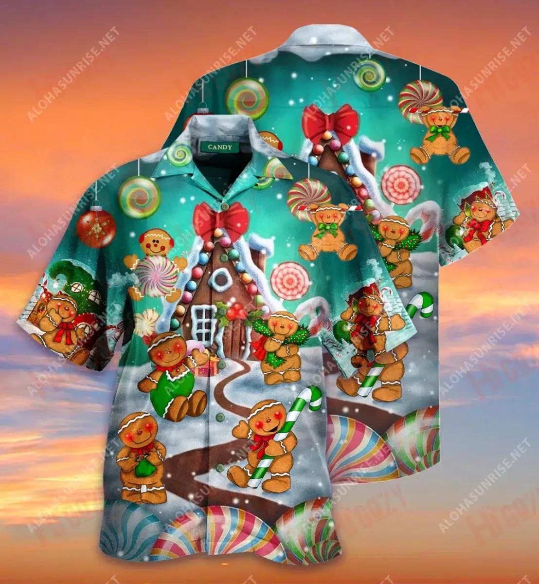 Christmas Candy Unisex Short Short Sleeve Shirt Vacation Hawaiian T Shirts Tactical Hawaiian Shirt Hawaiian Shirts For Men, Hawaiian Shirt Gift, Christmas Gift