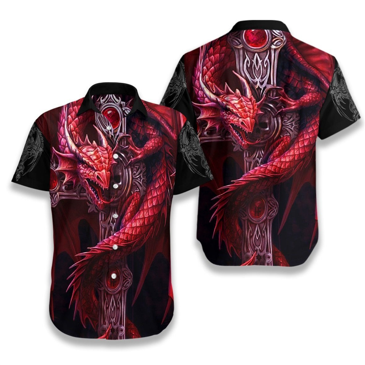Dragon Tattoos Magenta Ornamental Hawaiian Shirt,Hawaiian Shirt Gift, Christmas Gift