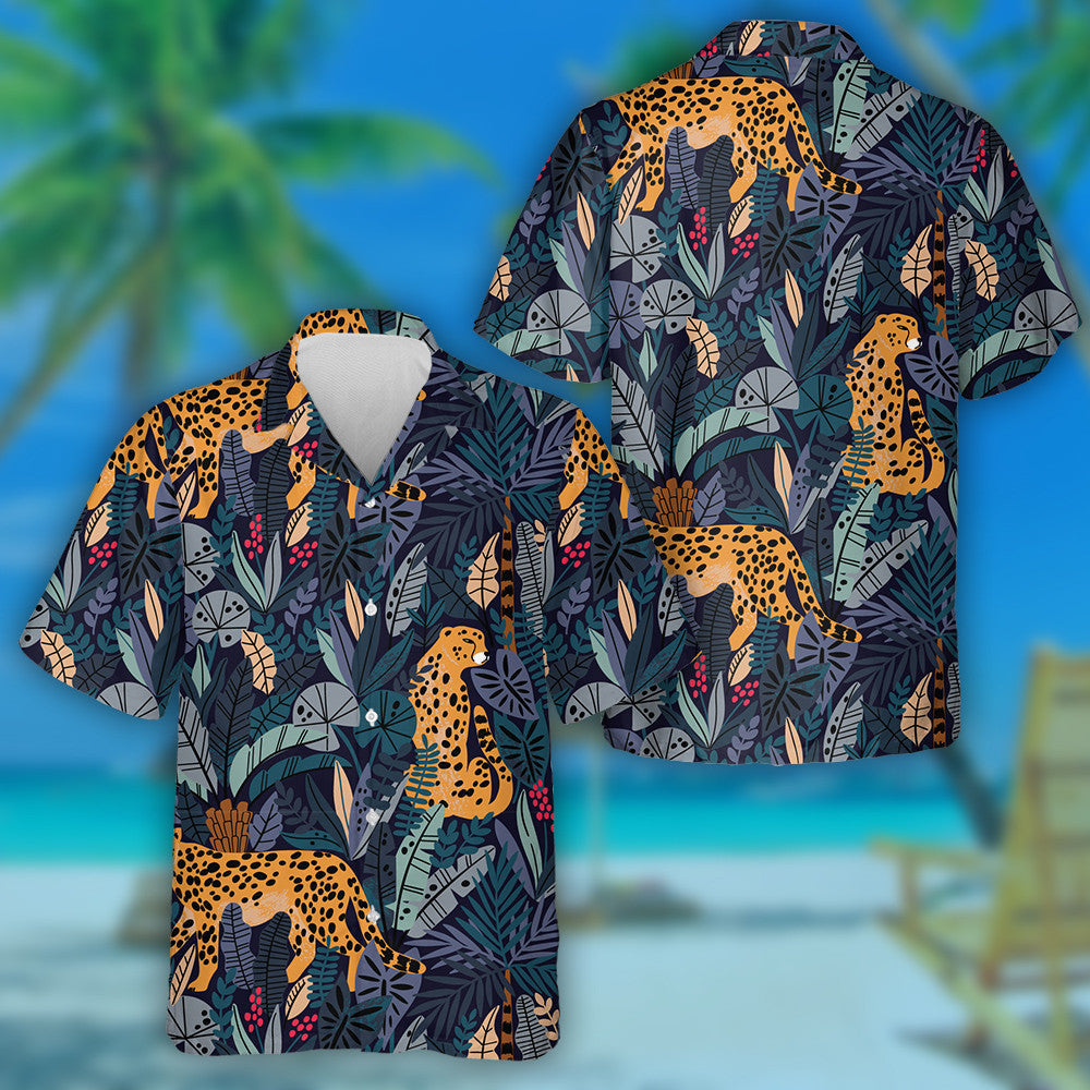 Summer Paradise In Tropical Jungles With Wild Leopard Hawaiian Shirt, Hawaiian Shirt Gift, Christmas Gift