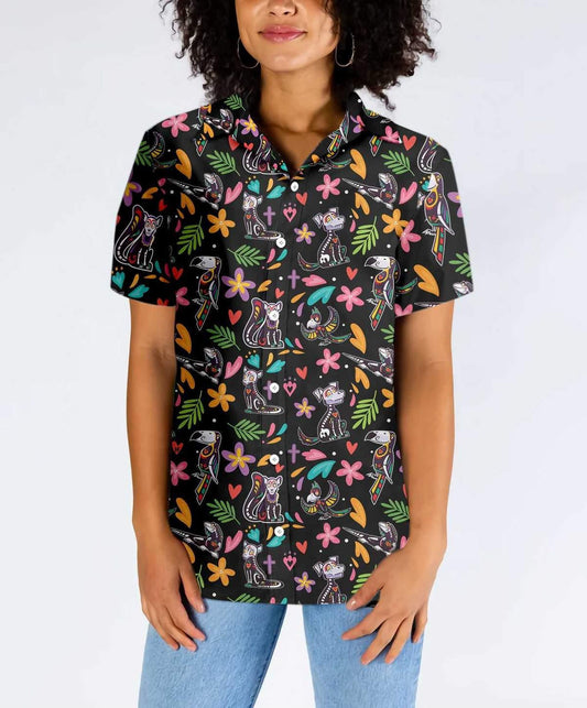 Day Of The Dead Skeleton Animals Hawaiian Shirt,Hawaiian Shirt Gift, Christmas Gift