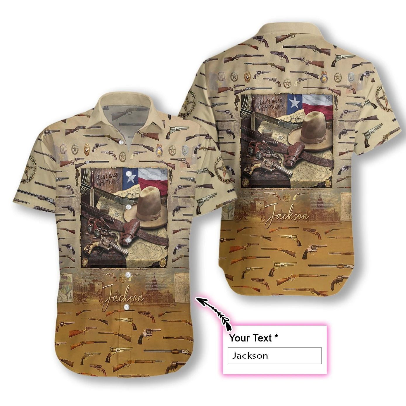 Vintage Texas Heritage Custom Name Hawaiian Shirt, Hwaiian For Gift