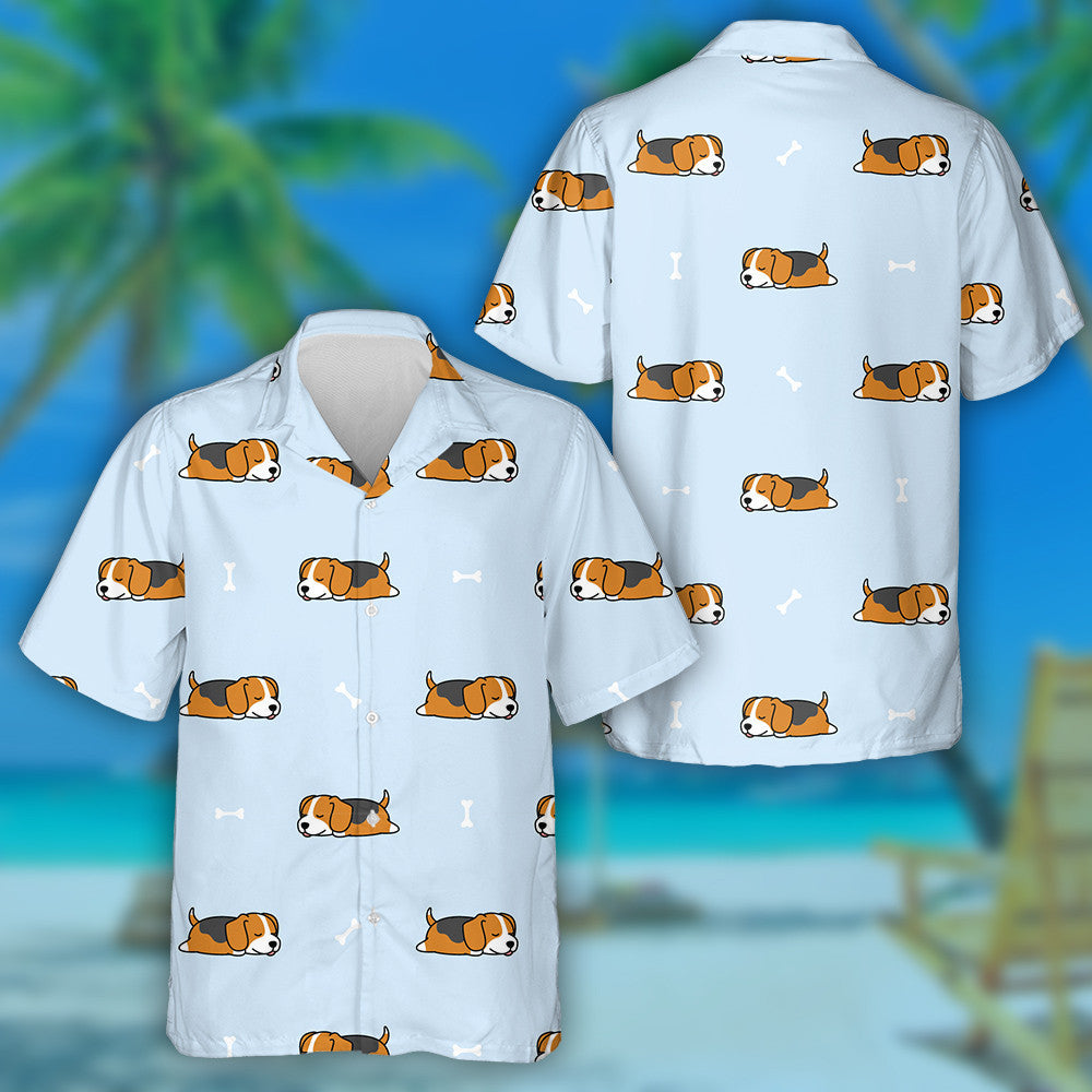 Cute Beagle Puppy Sleeping With Bone Hawaiian Shirt,Hawaiian Shirt Gift, Christmas Gift