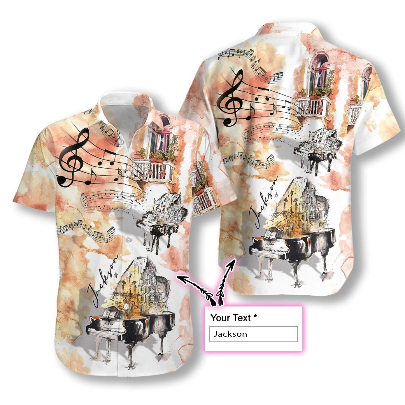 Piano The Sound Of Life Custom Name Hawaiian Shirt,Hawaiian Shirt Gift, Christmas Gift