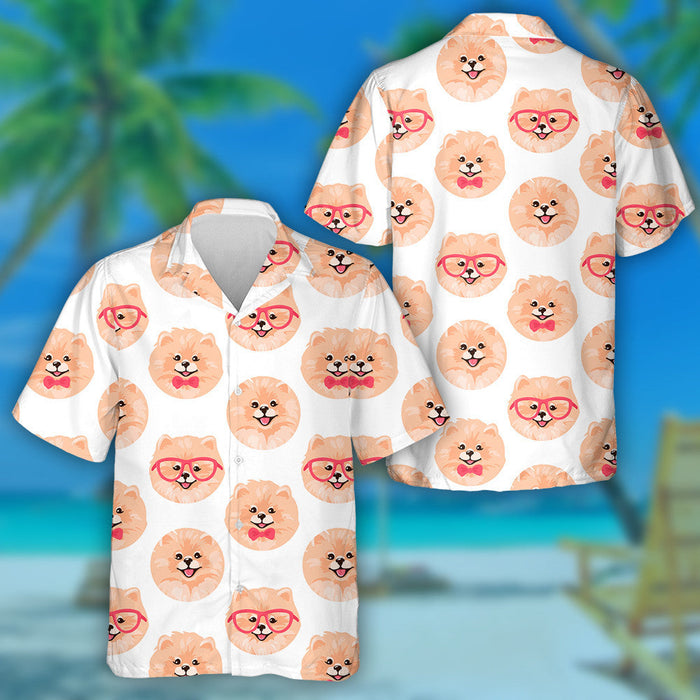 Little Smile Dog In Cartoon Background Hawaiian Shirt, Hawaiian For Gift