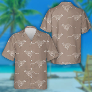 Wild African Leopard Running On Brown Hawaiian Shirt, Hwaiian For Gift