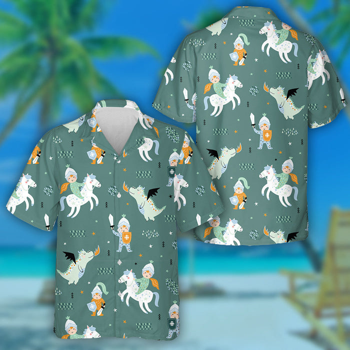 Baby Knight With Dragon And Horses Hawaiian Shirt, Hawaiian For Gift