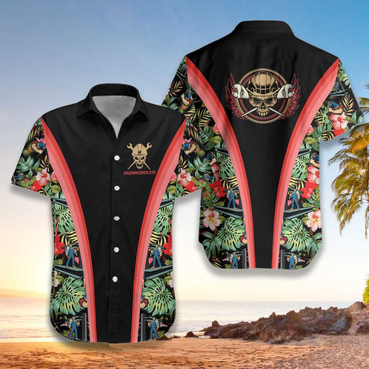 Ironworker Tropical Flower Forest Design Hawaiian Shirt, Hawaiian For Gift