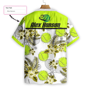 Tennis Ball And Racket Seamless Custom Name Hawaiian Shirt, Hawaiian Shirt Gift, Christmas Gift