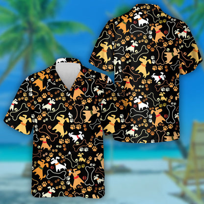 Funny Dog cartoon Characters And Paw Hawaiian Shirt,Hawaiian Shirt Gift, Christmas Gift