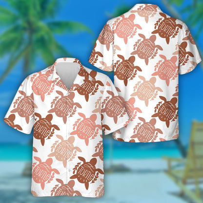 Sea Animals Text Turtle Ocean Shape Design Hawaiian Shirt, Hawaiian Shirt Gift, Christmas Gift