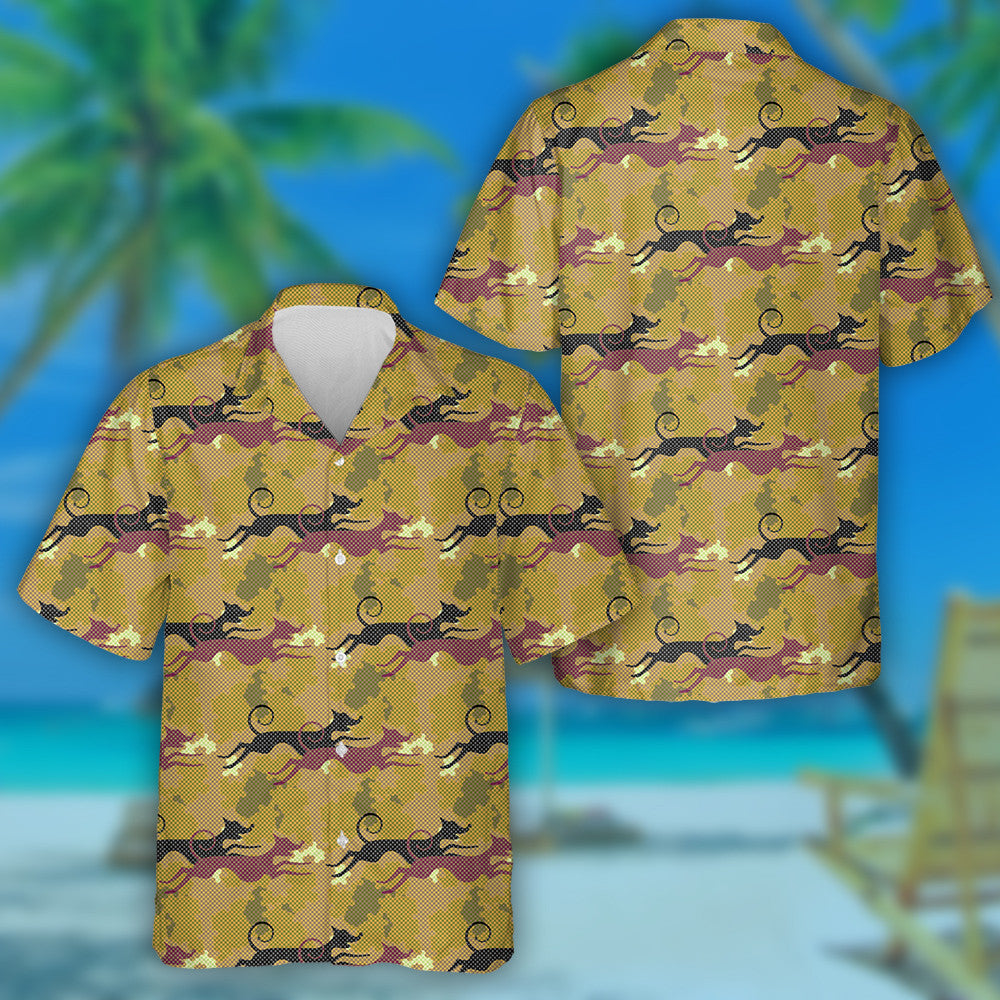 Abstract Running Dogs In Different Poses Isolated Background Hawaiian Shirt, Hawaiian Shirt Gift, Christmas Gift