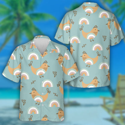 Small Cute Chicken Rainbow Flowers And Plants Hawaiian Shirt, Hawaiian Shirt Gift, Christmas Gift