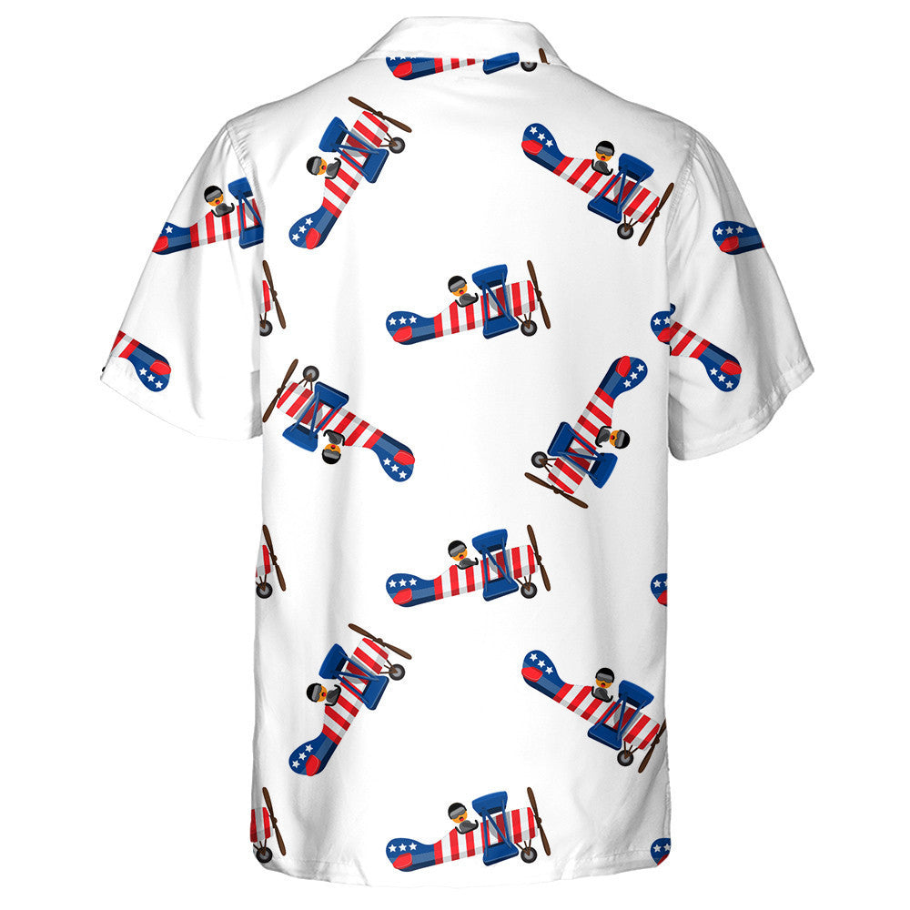 Cartoon Planet With USA Flag Pattern Independence Day Hawaiian Shirt, Hawaiian Shirt Gift, Christmas Gift